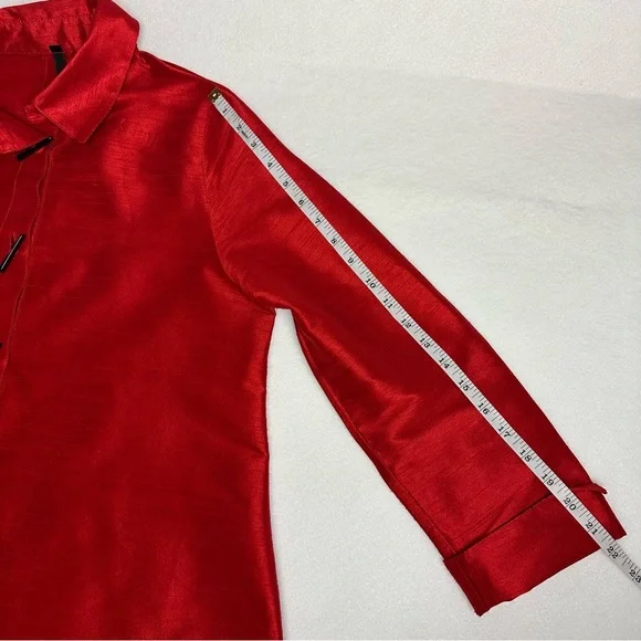 Red A-Line Button-Up Cocktail Blouse / Evening Jacket Sz Sm - Picture 8 of 9